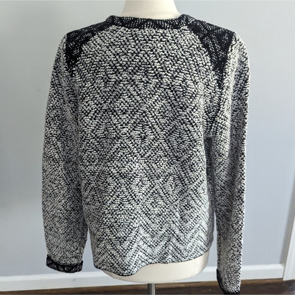 Chico's Black & White Textured Open-Front Cardigan Blazer - Picture 3 of 9